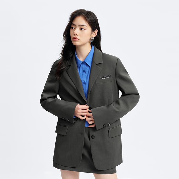 Peacebird Sparkle Straight Casual Blazer