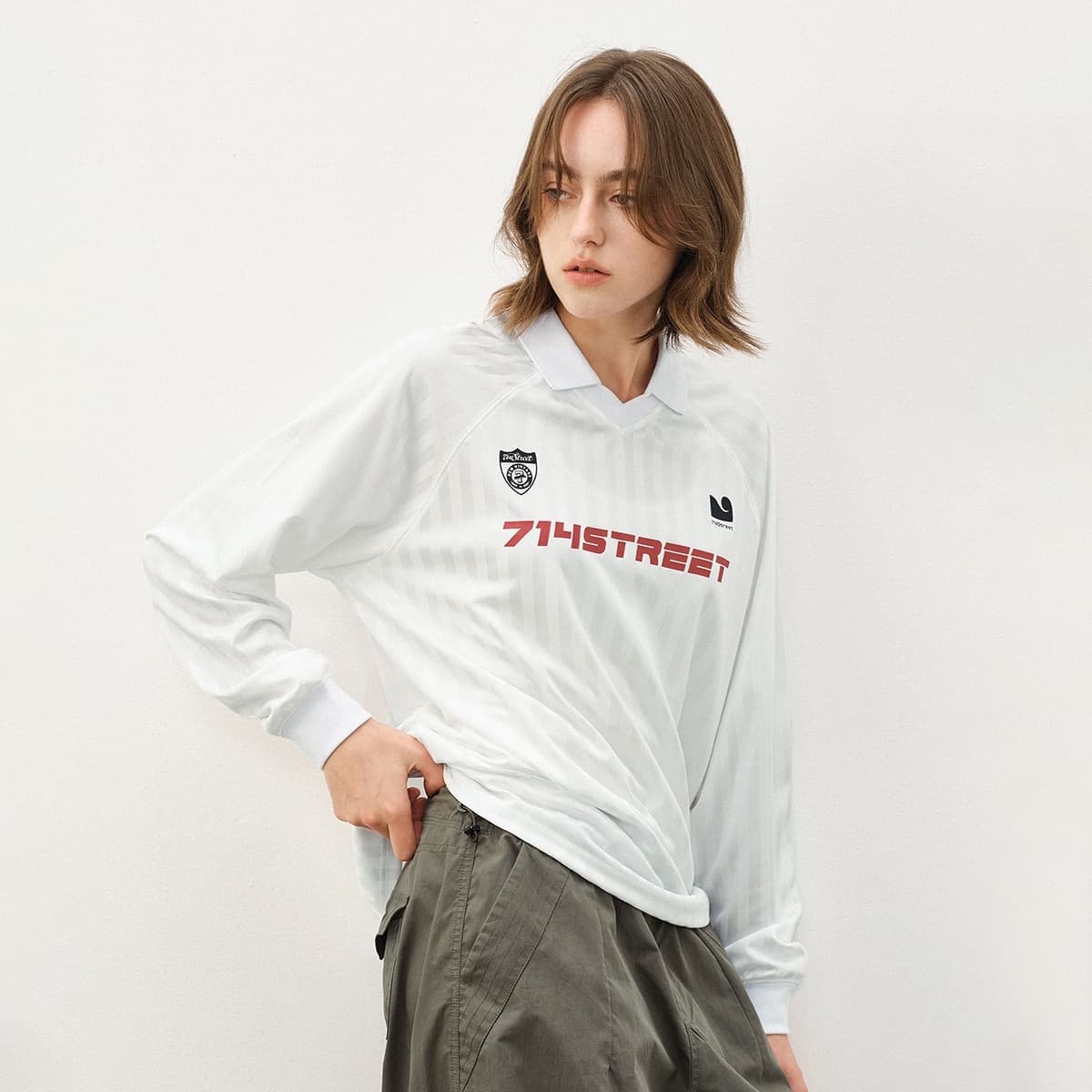 714STREET Vintage Pearl Stripe Polo Tee