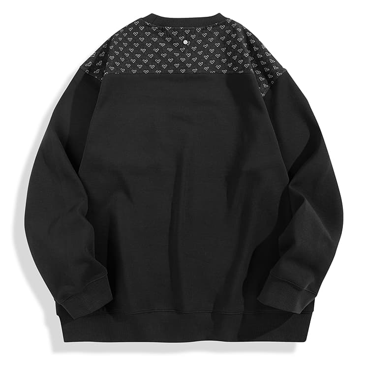 PEACEBIRD MEN Drawstring Crewneck Sweatshirt Black