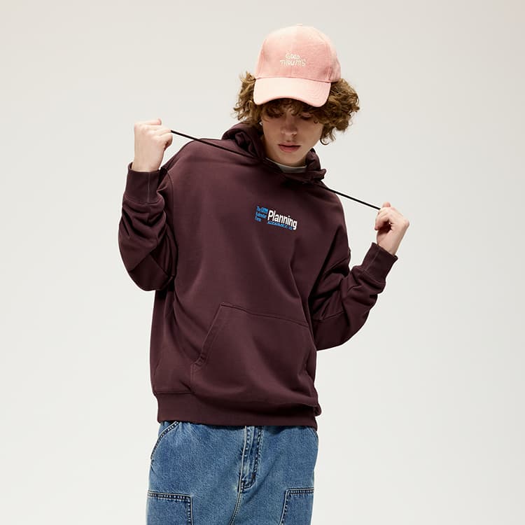 PEACEBIRD MEN Hoodie Colorblock Embroidery