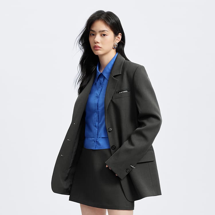 Peacebird Sparkle Straight Casual Blazer