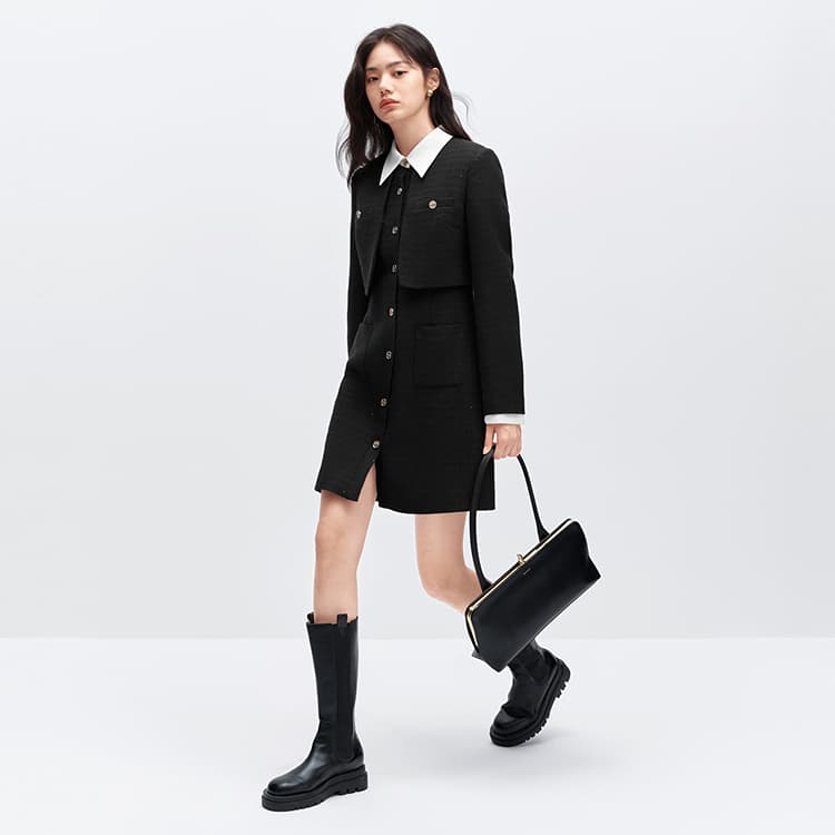 Peacebird Elegant Tweed Dress