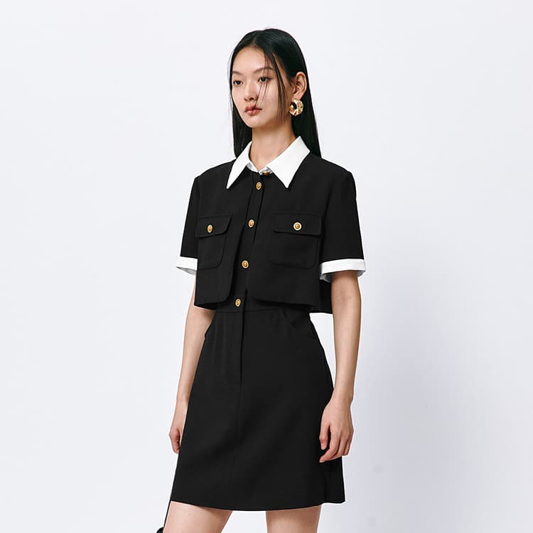 Peacebird Two-in-One Tweed Dress Black