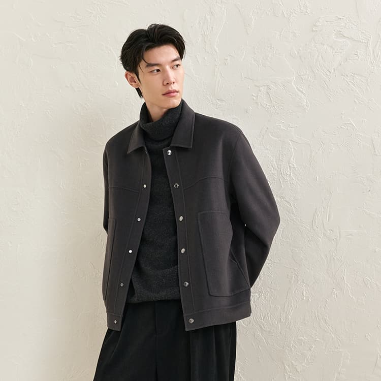PEACEBIRD MEN Reversible Wool Jacket