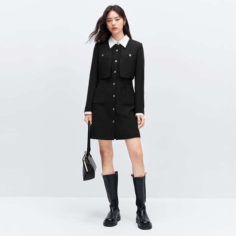 Peacebird Elegant Tweed Dress