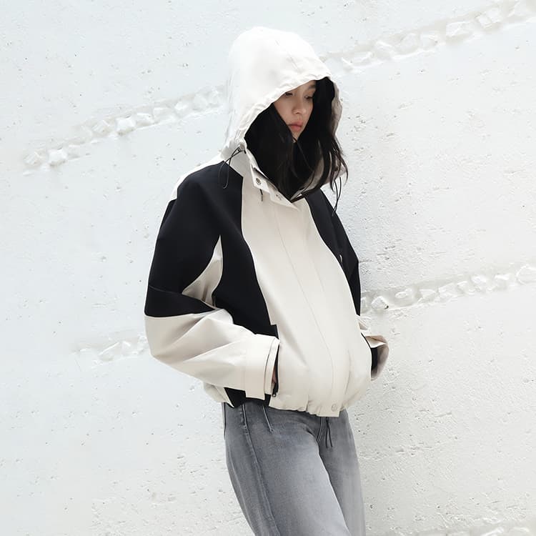 Peacebird Colorblock Street Hoodie Jacket Women