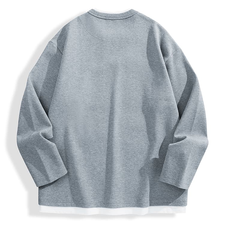 PEACEBIRD MEN Henry Collar Long Sleeve T-Shirt