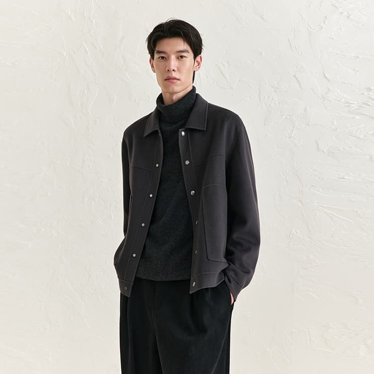 PEACEBIRD MEN Reversible Wool Jacket