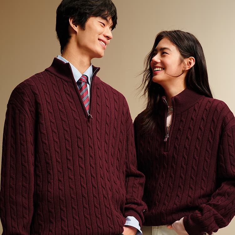 PEACEBIRD Classic Cable Half-Zip Sweater