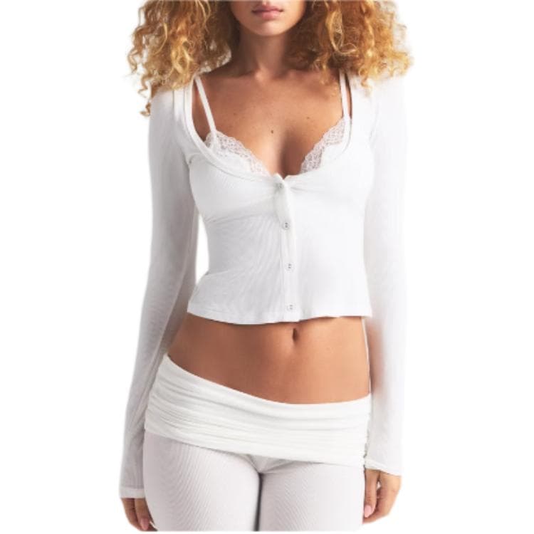 SKIMS Soft Lounge Lace Long Sleeve Top Marble