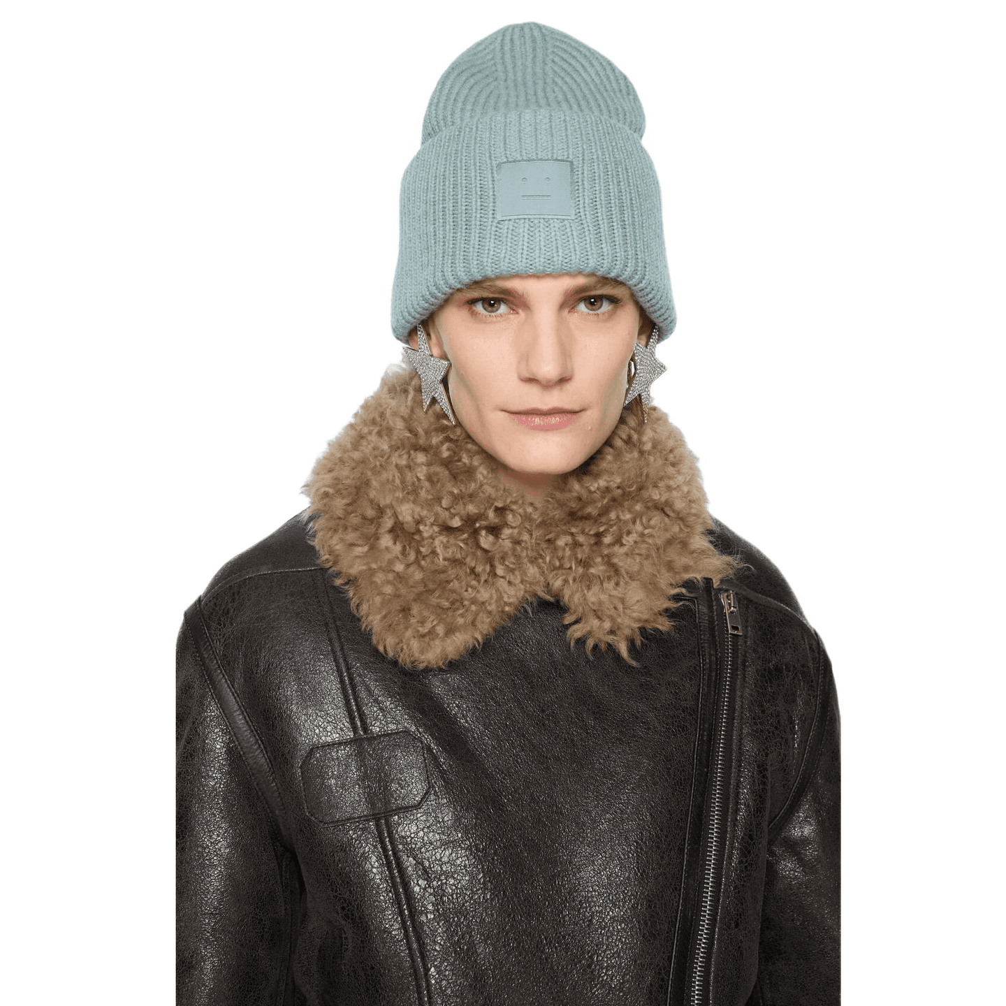 Acne Studios Logo Patch Wool Beanie Light Blue
