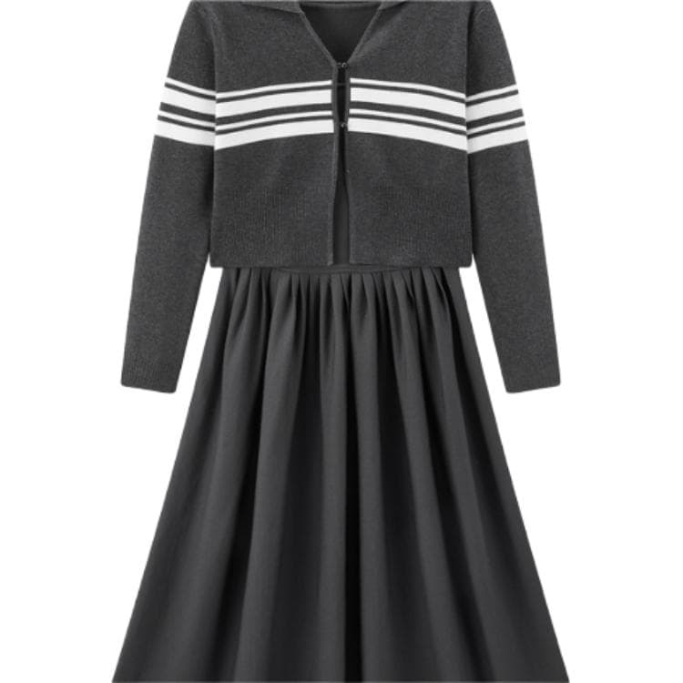 Peacebird Grey Collar Sweater Dress
