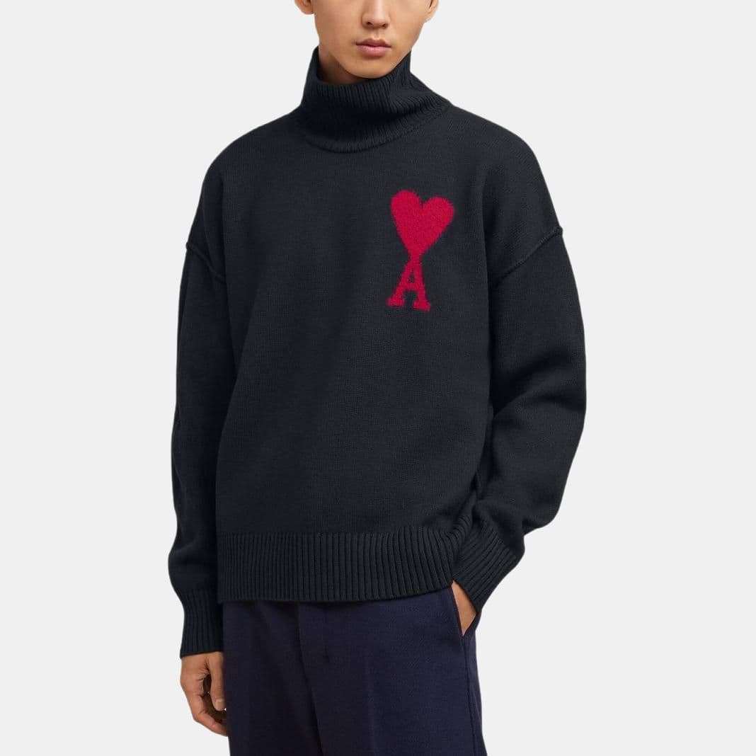 AMIPARIS FW22 Logo Ribbed Turtleneck Sweater Black