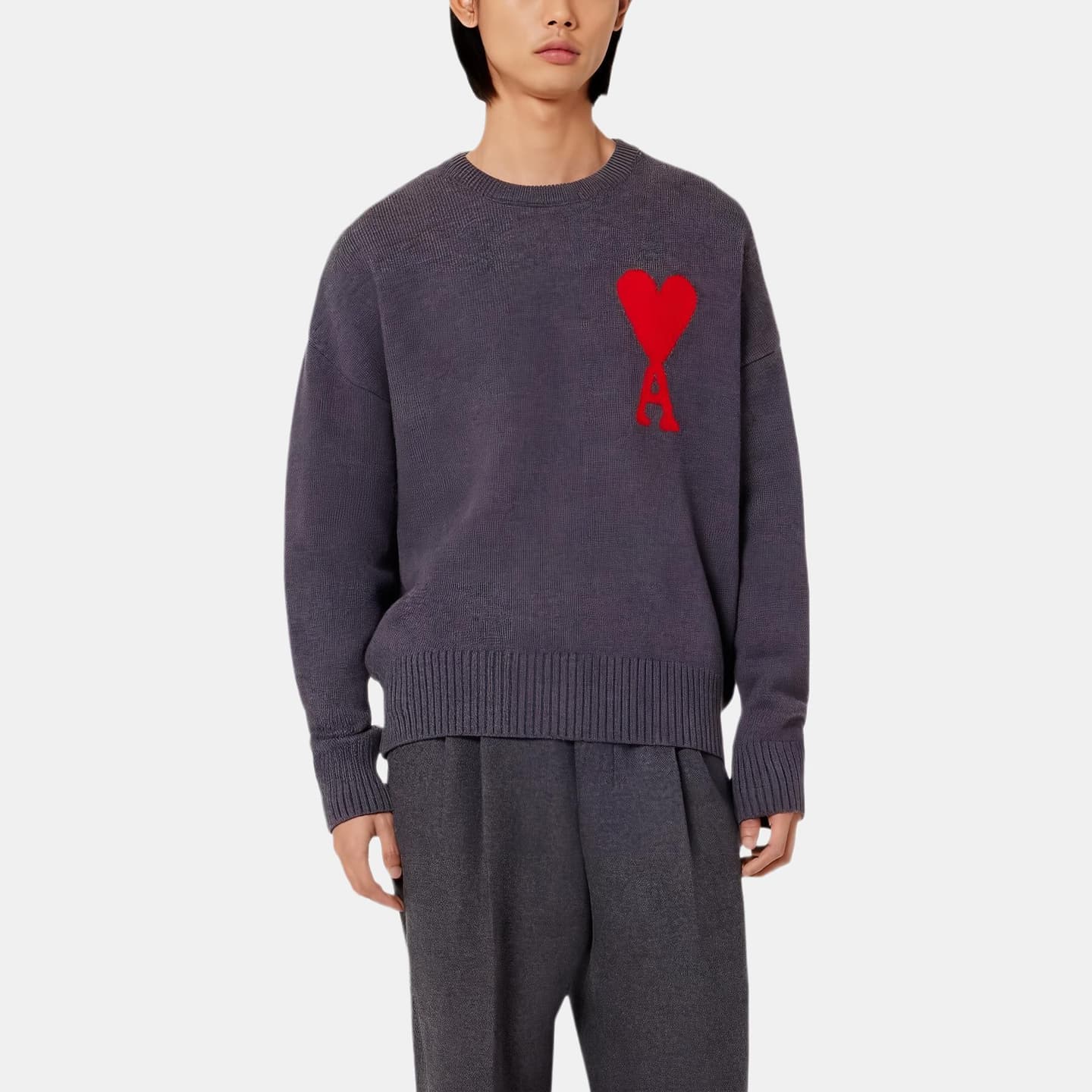 AMIPARIS Logo Wool Sweater Deep Grey
