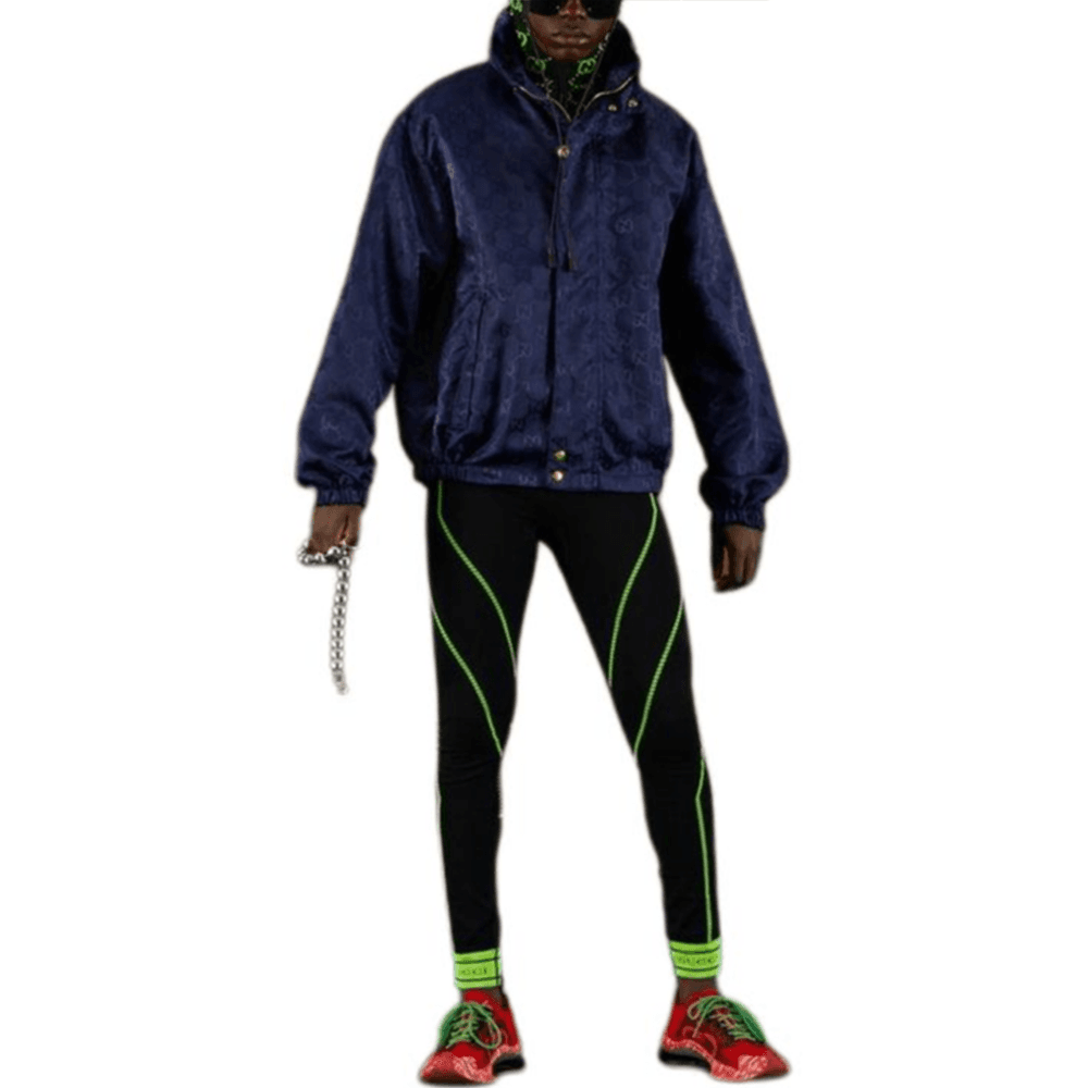 GUCCI FW22 Logo Jacquard Hoodie Blue