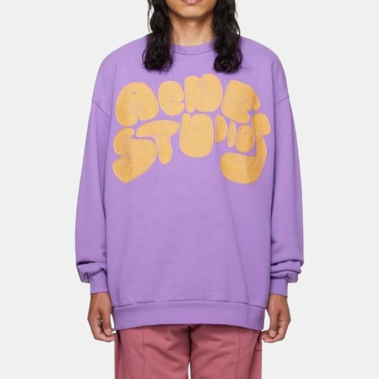 Acne Studios FW22 Logo Embroidered Crewneck Sweatshirt Purple