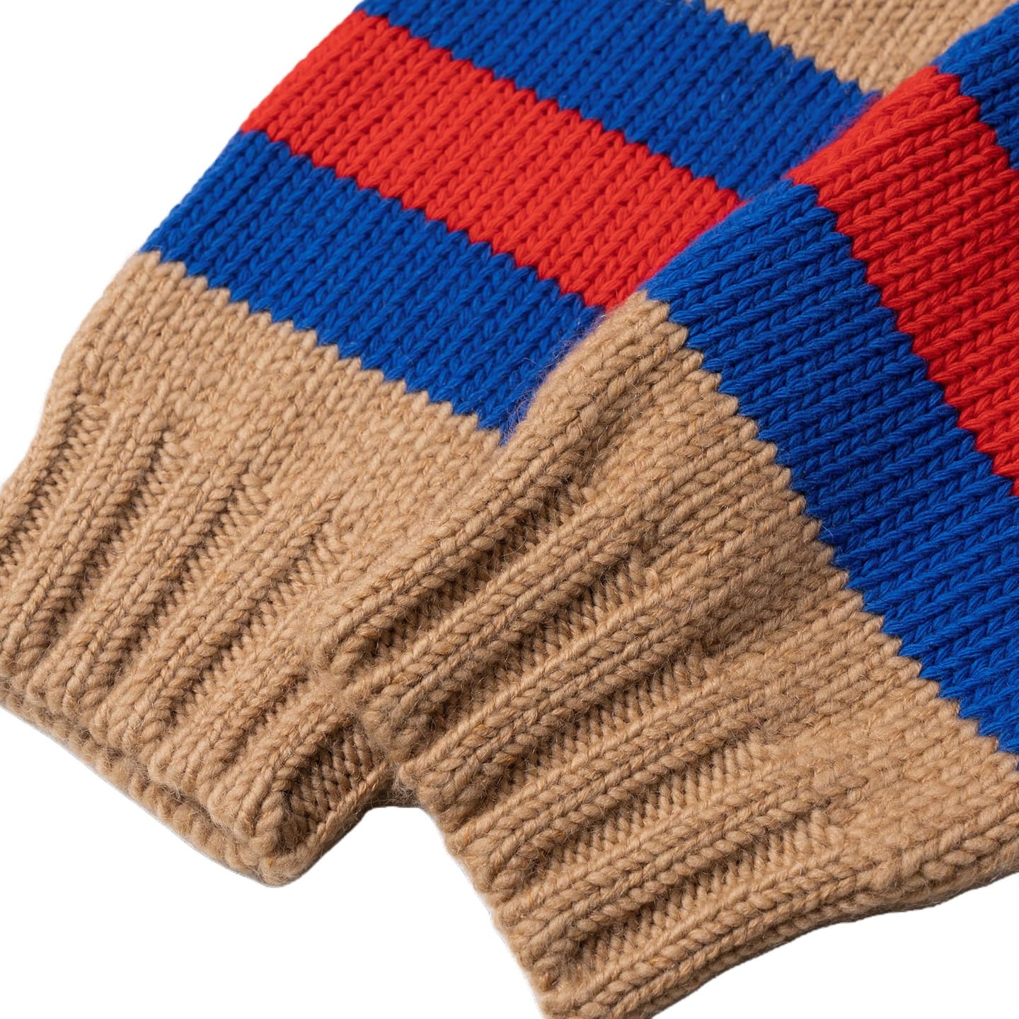 GUCCI FW23 Striped Embroidered Sweater Camel