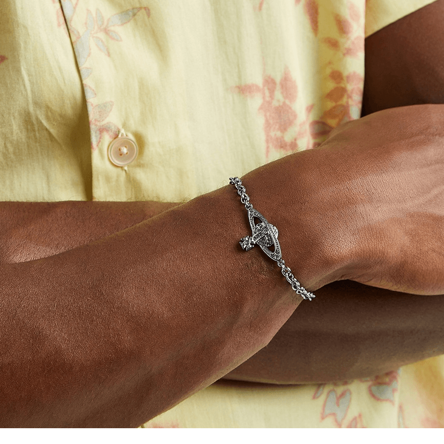 Vivienne Westwood Mini Bas Relief Chain Bracelet Gunmetal