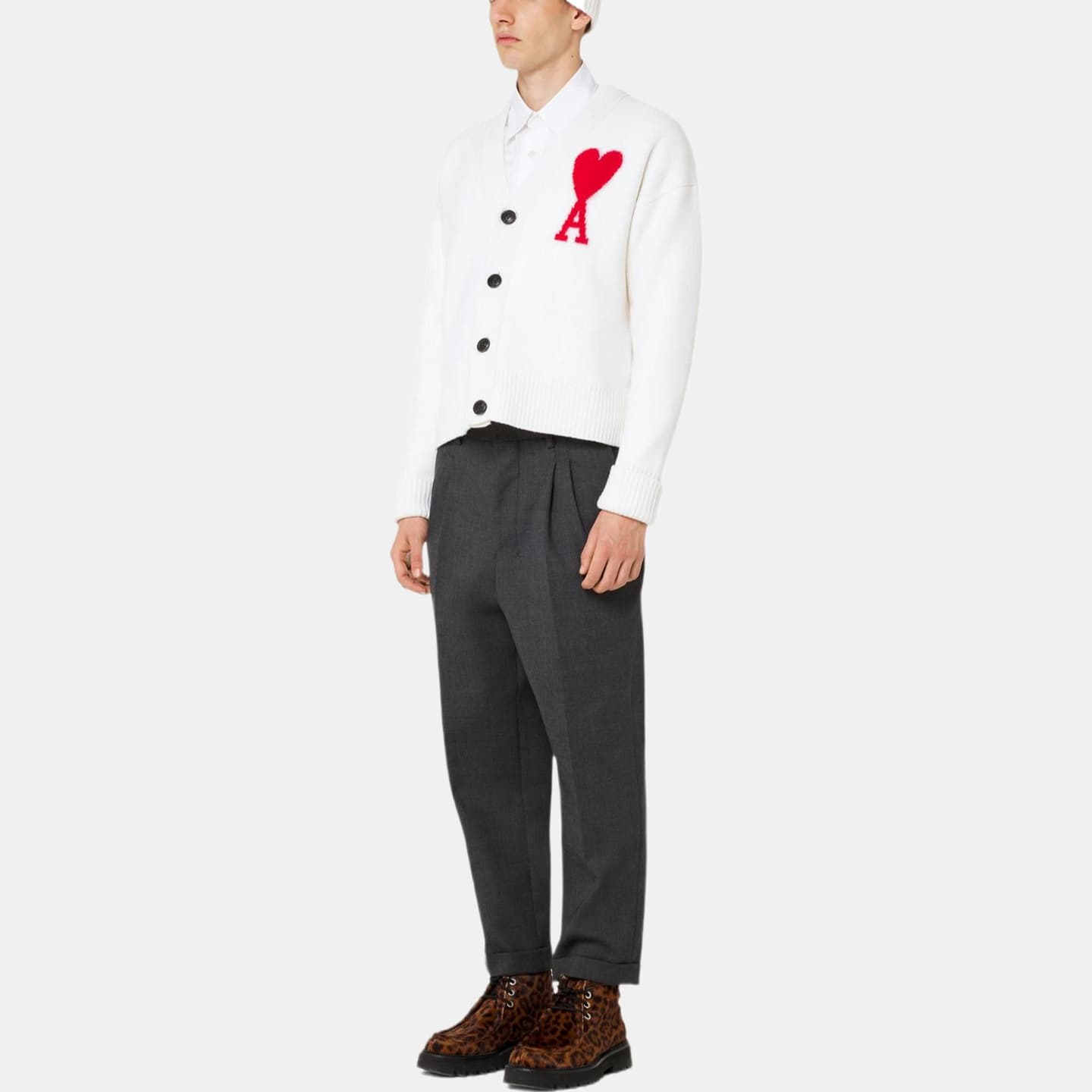 AMIPARIS V-Neck Wool Sweater Off-White