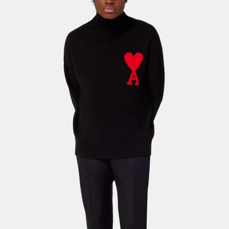 AMIPARIS FW22 Logo Ribbed Turtleneck Sweater Black