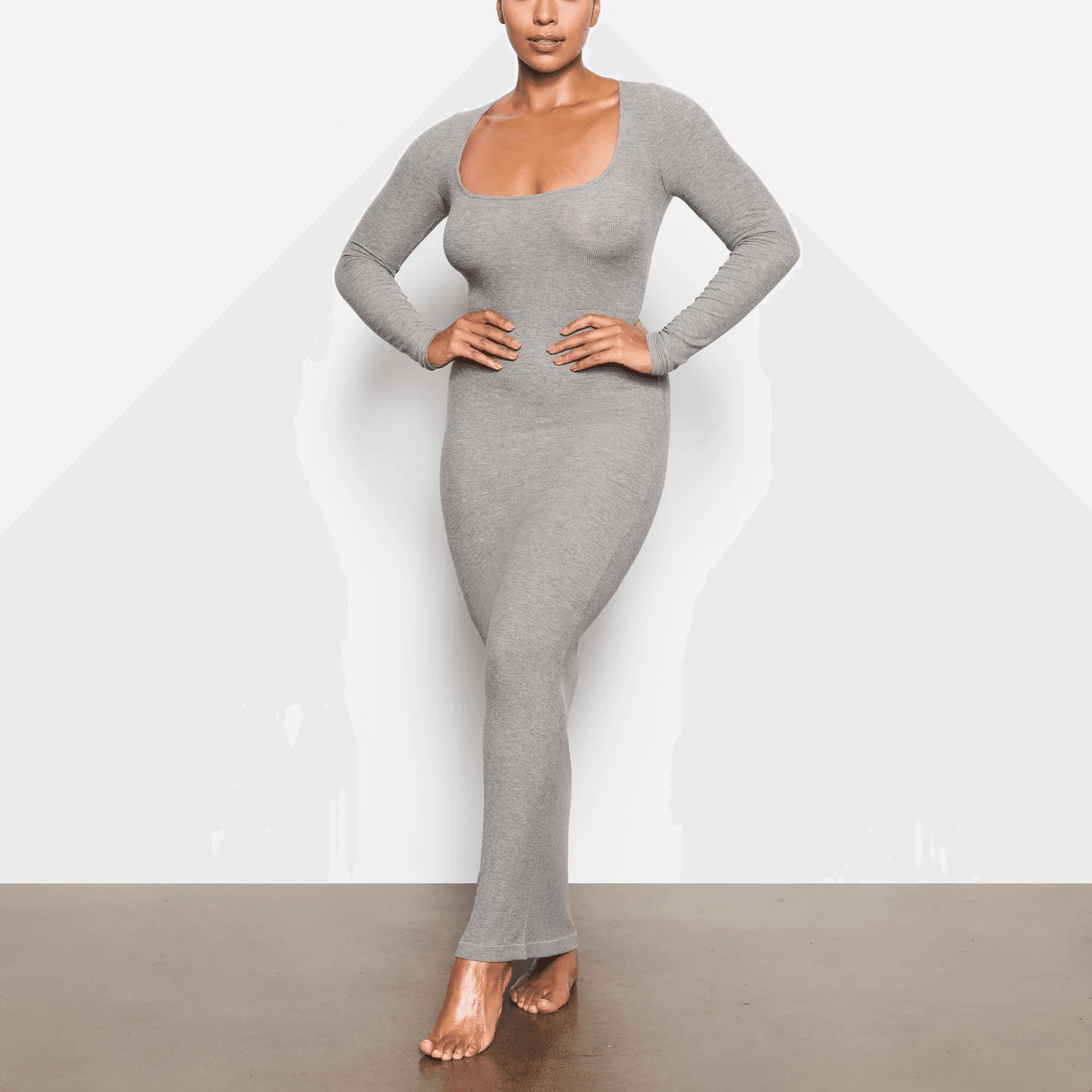 SKIMS Soft Lounge Long Sleeve Dress Heather Grey