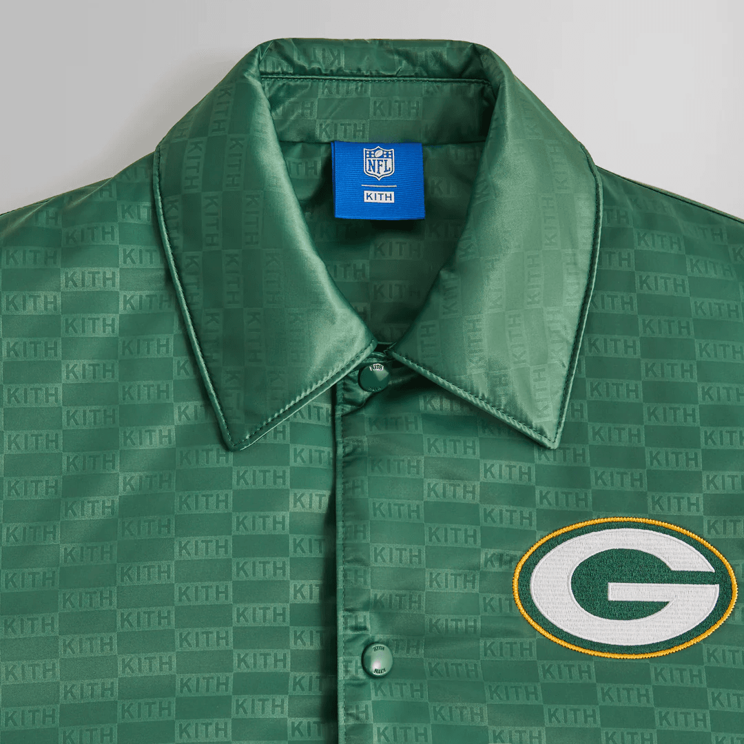 KITH x NFL FW23 Packers Satin Bomber Jacket Loho