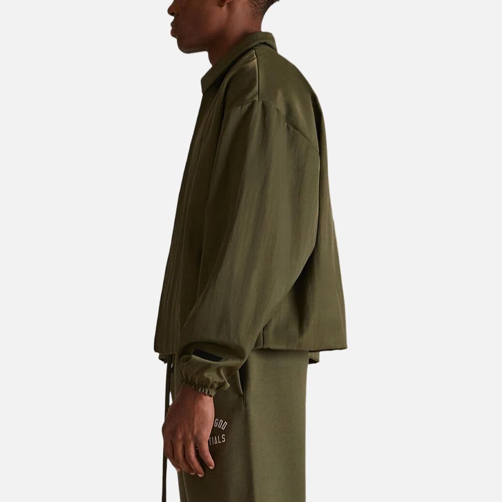 Fear of God Essentials Fall24 BACK TO SCHOOL Textured Nylon Trucker Jacket MILITARY