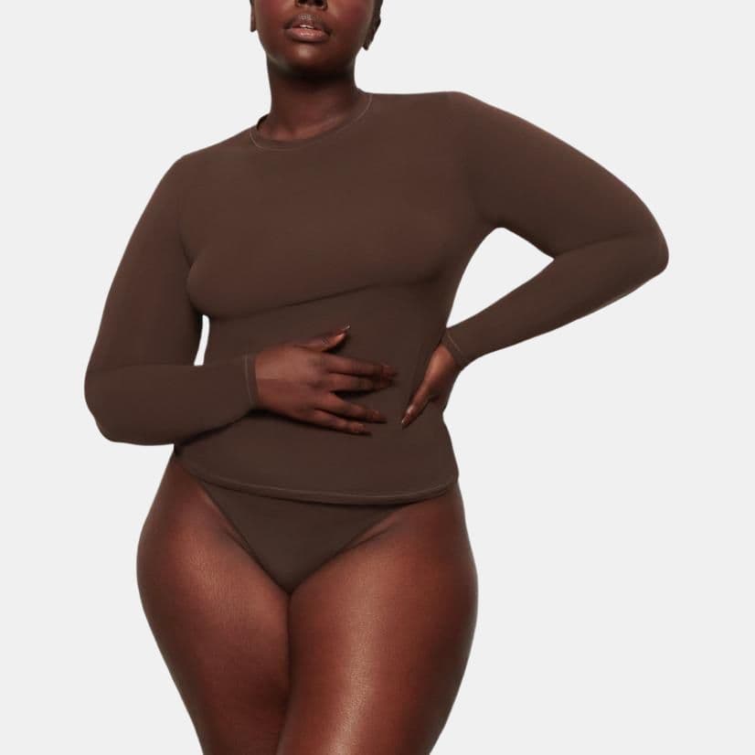 SKIMS Fits Everybody Long Sleeve T-Shirt Cocoa