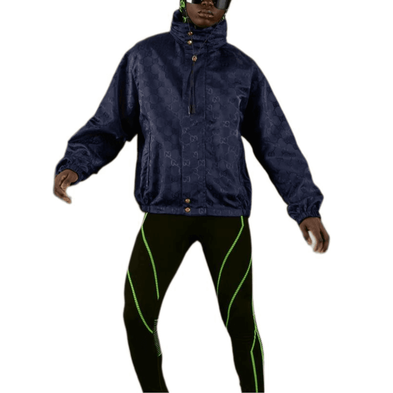 GUCCI FW22 Logo Jacquard Hoodie Blue