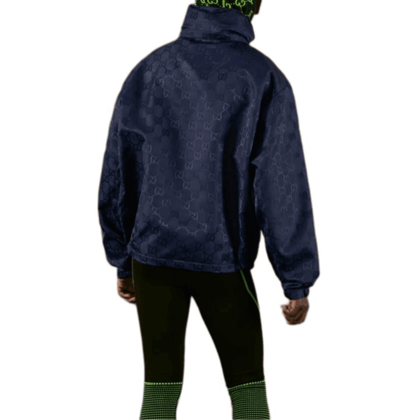 GUCCI FW22 Logo Jacquard Hoodie Blue