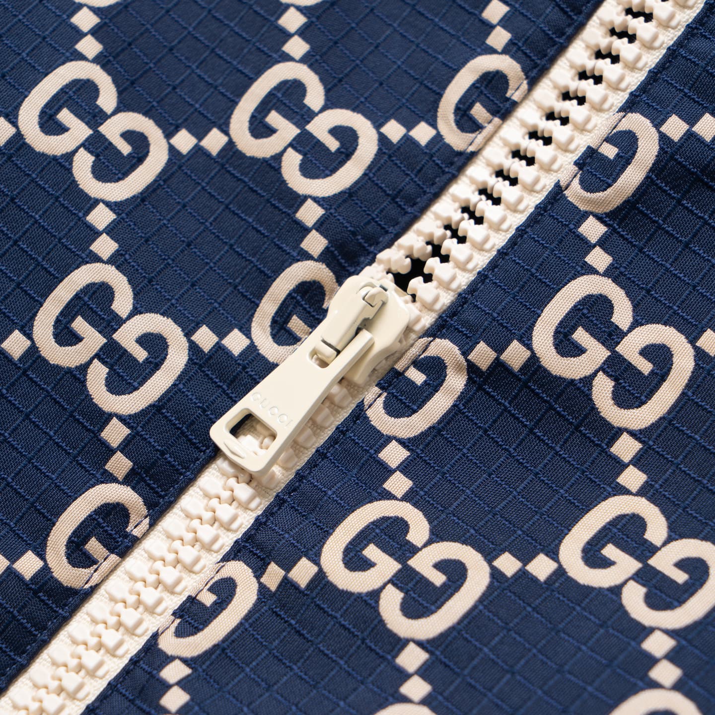 Gucci Printed Zip Hoodie Navy