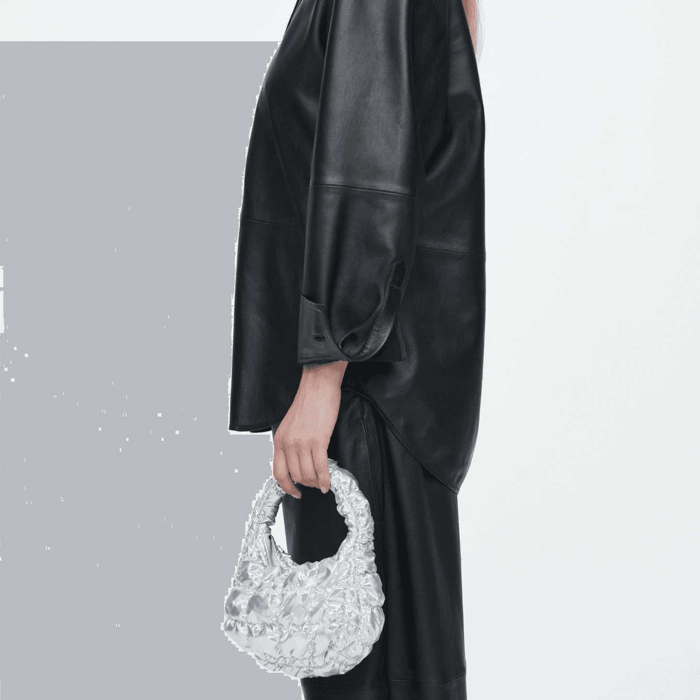 COS Quilted Mini Tote Silver