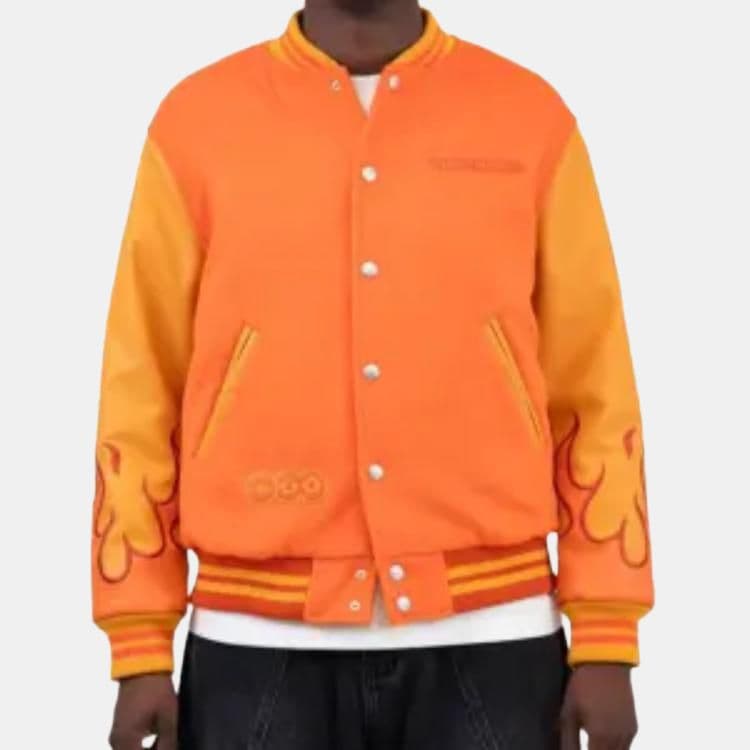Vandy The Pink x Pokemon Charizard Embroidered Baseball Jacket Orange