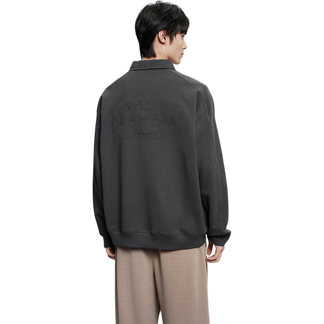 PEACEBIRD MEN Embroidered Collar Sweatshirt