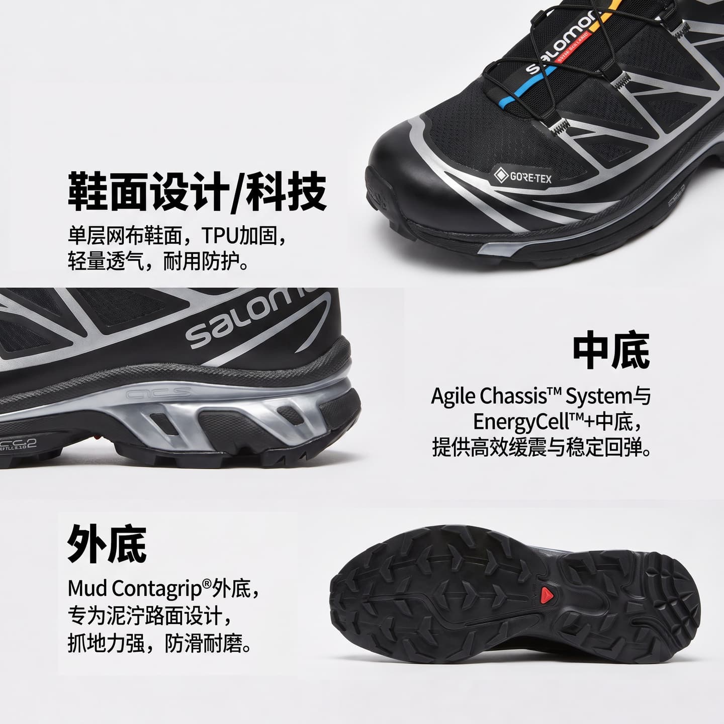 Salomon XT-6 GTX Black White