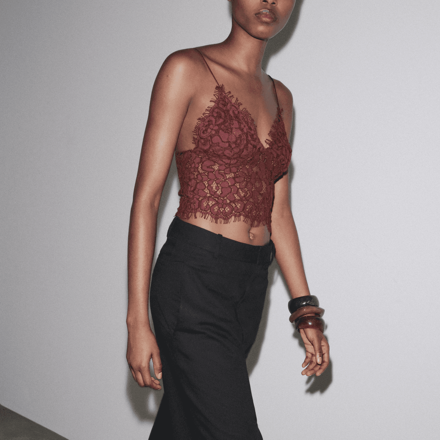 ZARA V-Neck Embroidered Crop Top