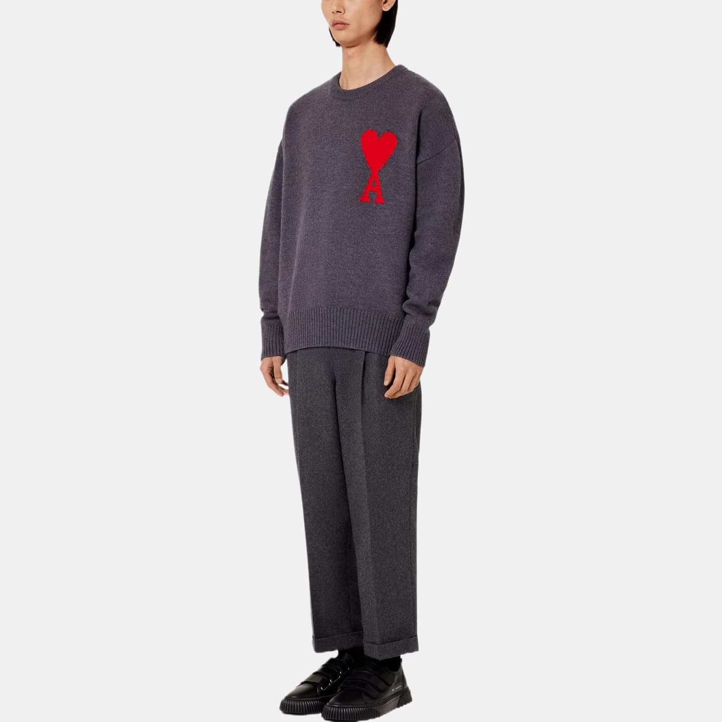 AMIPARIS Logo Wool Sweater Deep Grey