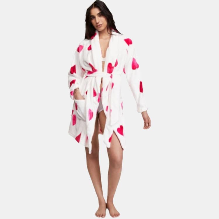 Victoria's Secret V-Neck Heart Print Robe
