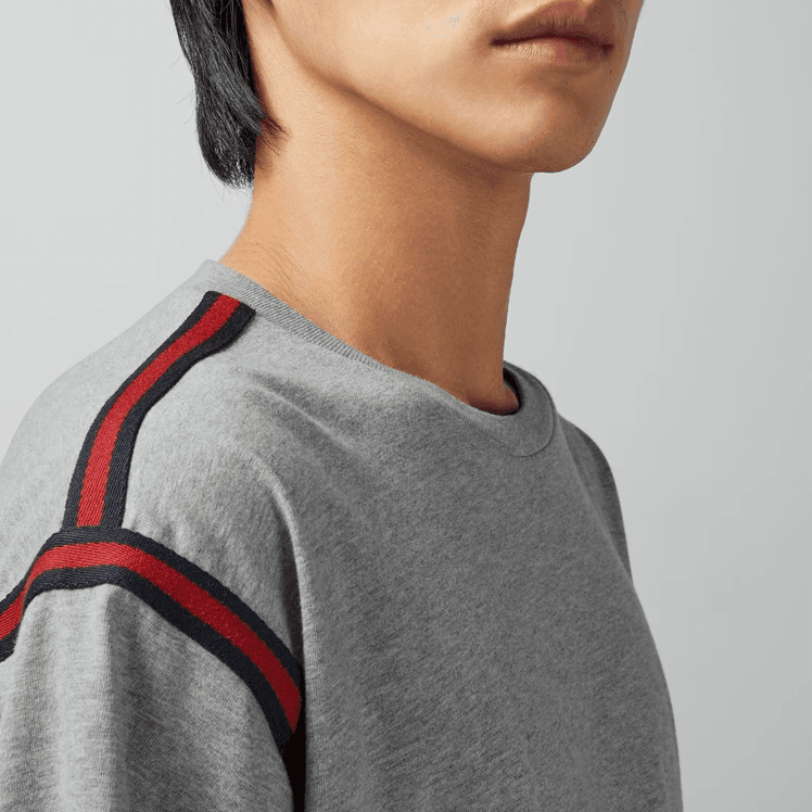 GUCCI FW23 Striped Crewneck Tee Gray