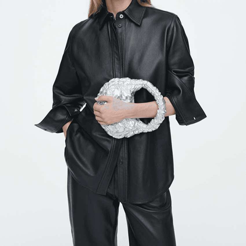 COS Quilted Mini Tote Silver