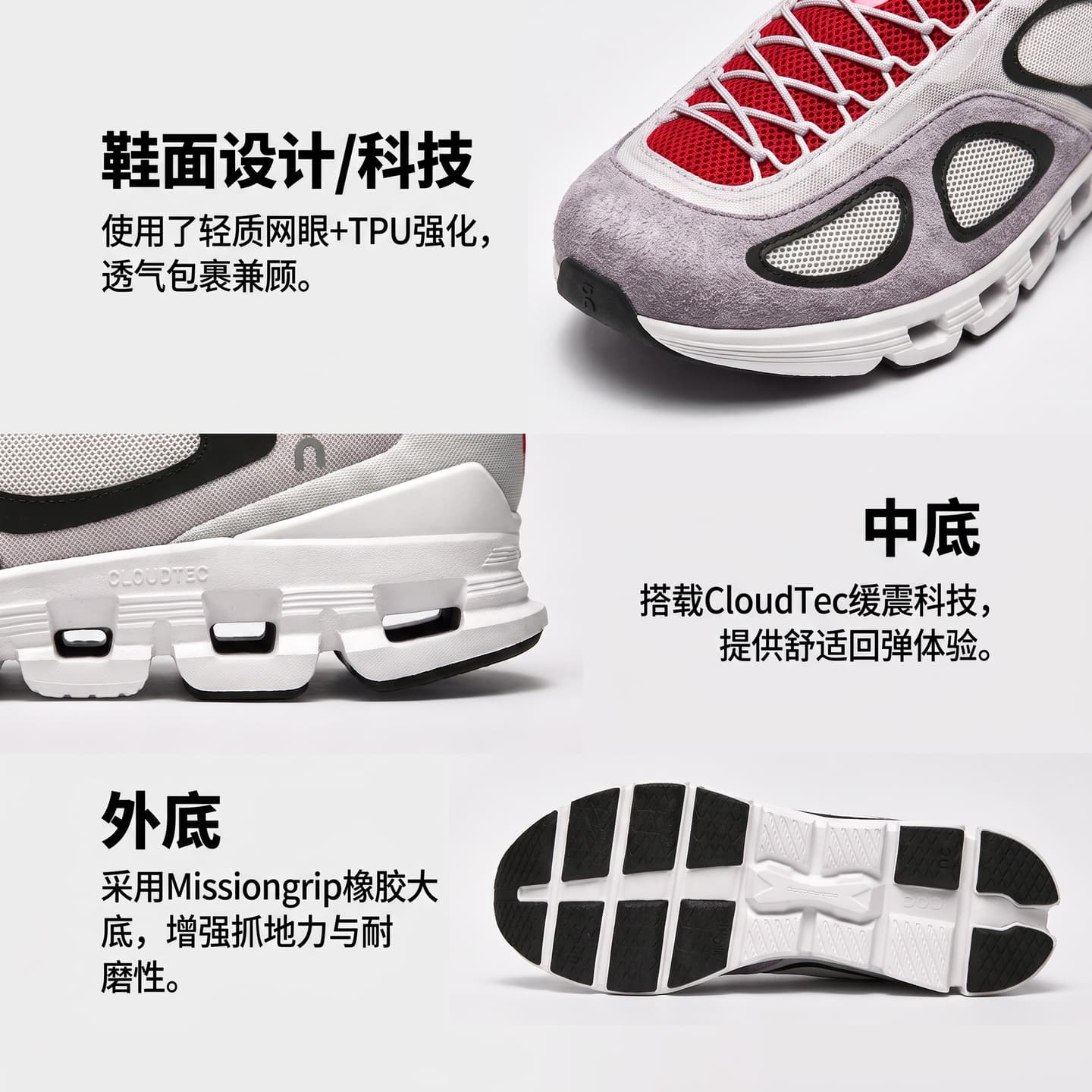 On Cloud X4 Grey Red