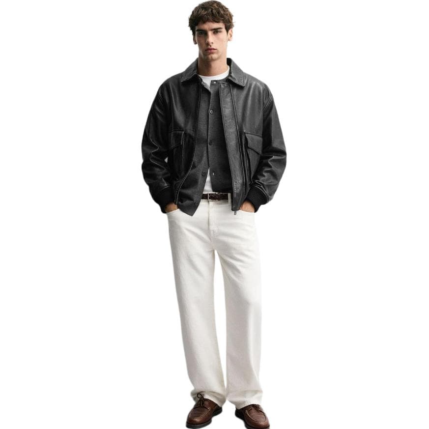 ZARA Casual Pocket Leather Jacket