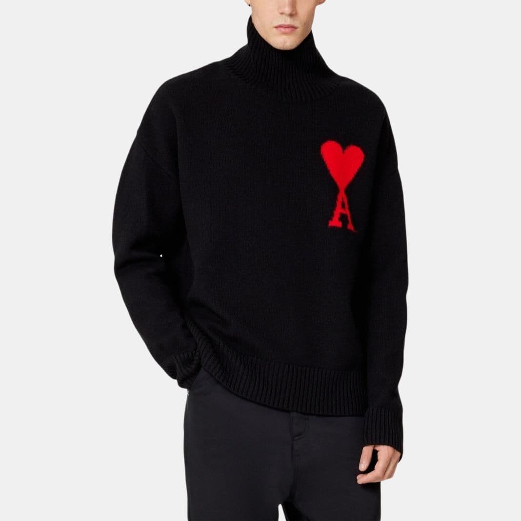 AMIPARIS FW22 Logo Ribbed Turtleneck Sweater Black