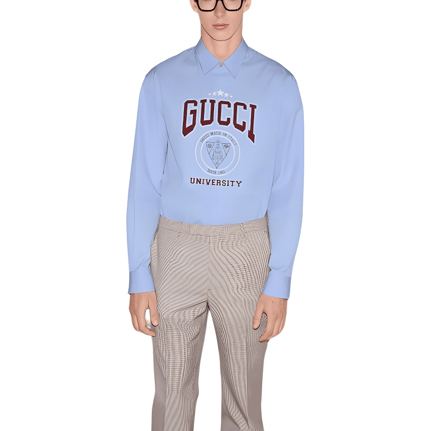 GUCCI SS25 Long Sleeve Shirt Light Blue