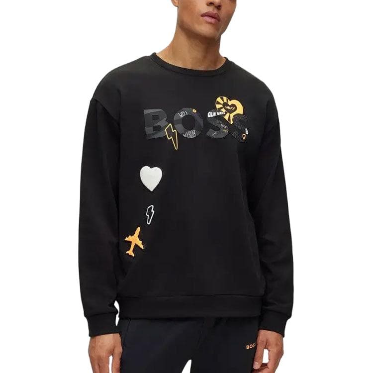 HUGO BOSS FW22 Logo Print Crewneck Sweatshirt Black