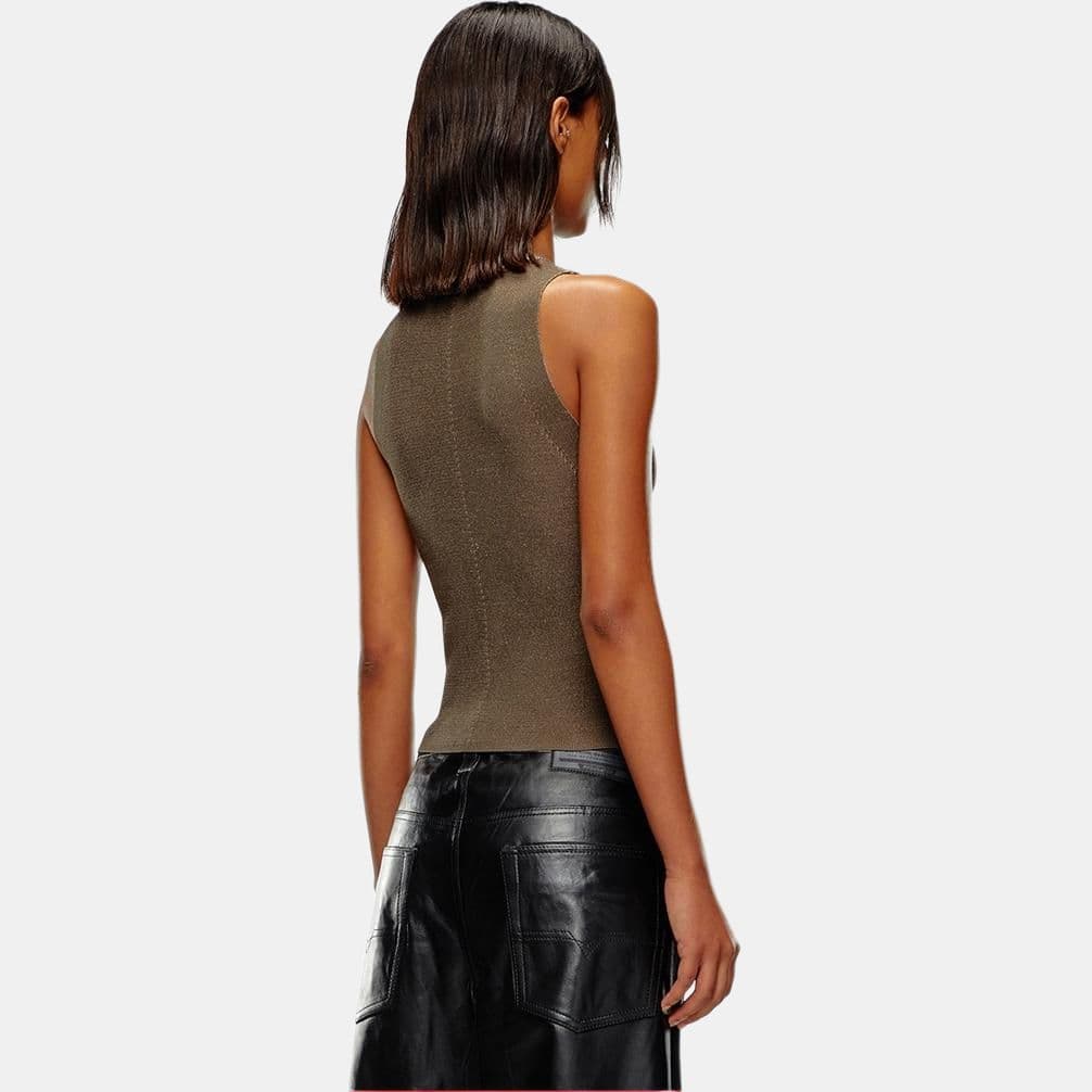 DIESEL OVAL-D Brown Tank Top