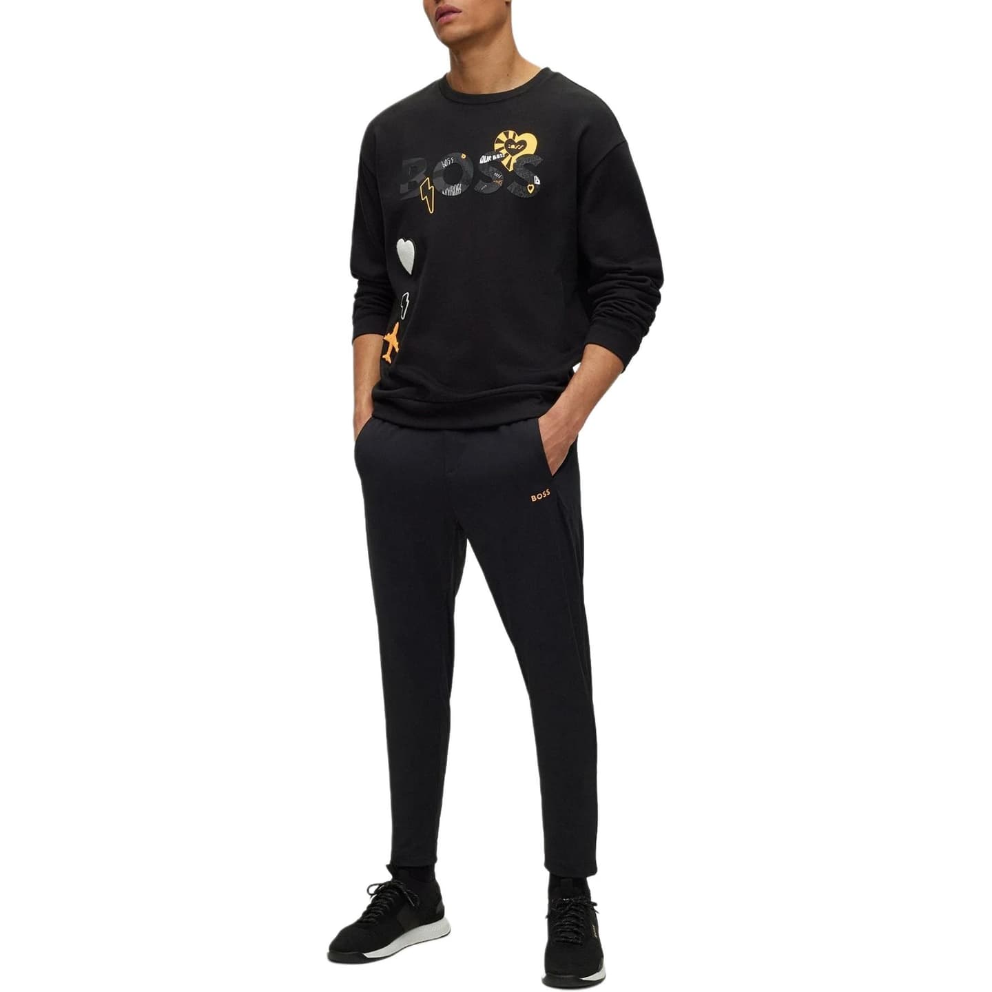 HUGO BOSS FW22 Logo Print Crewneck Sweatshirt Black