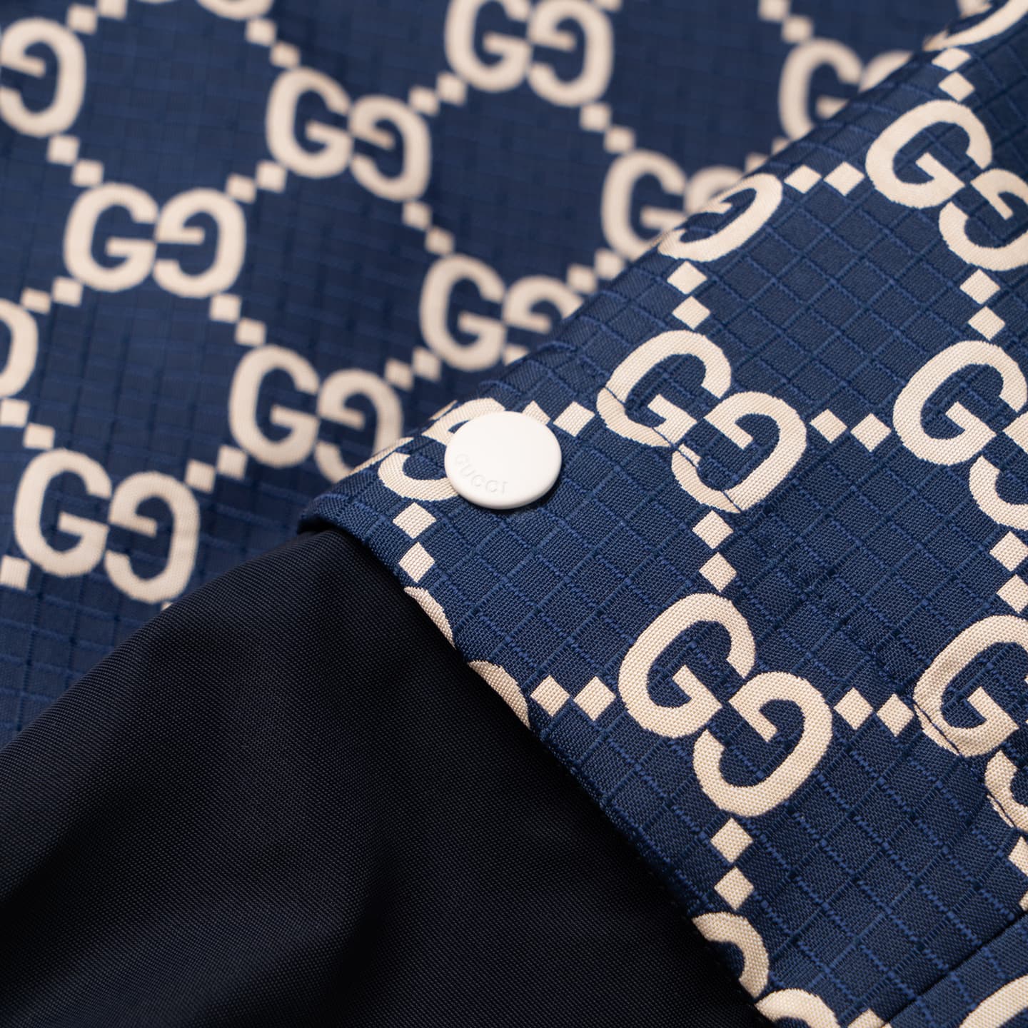 Gucci Printed Zip Hoodie Navy