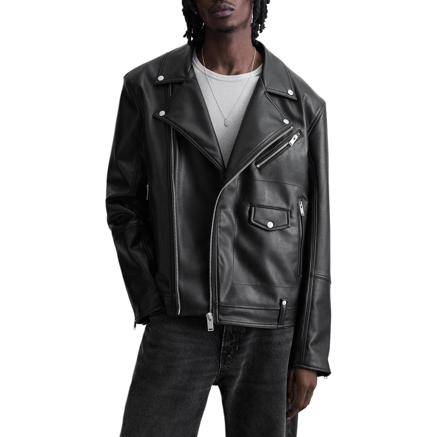 ZARA Asymmetric V-Collar Biker Jacket