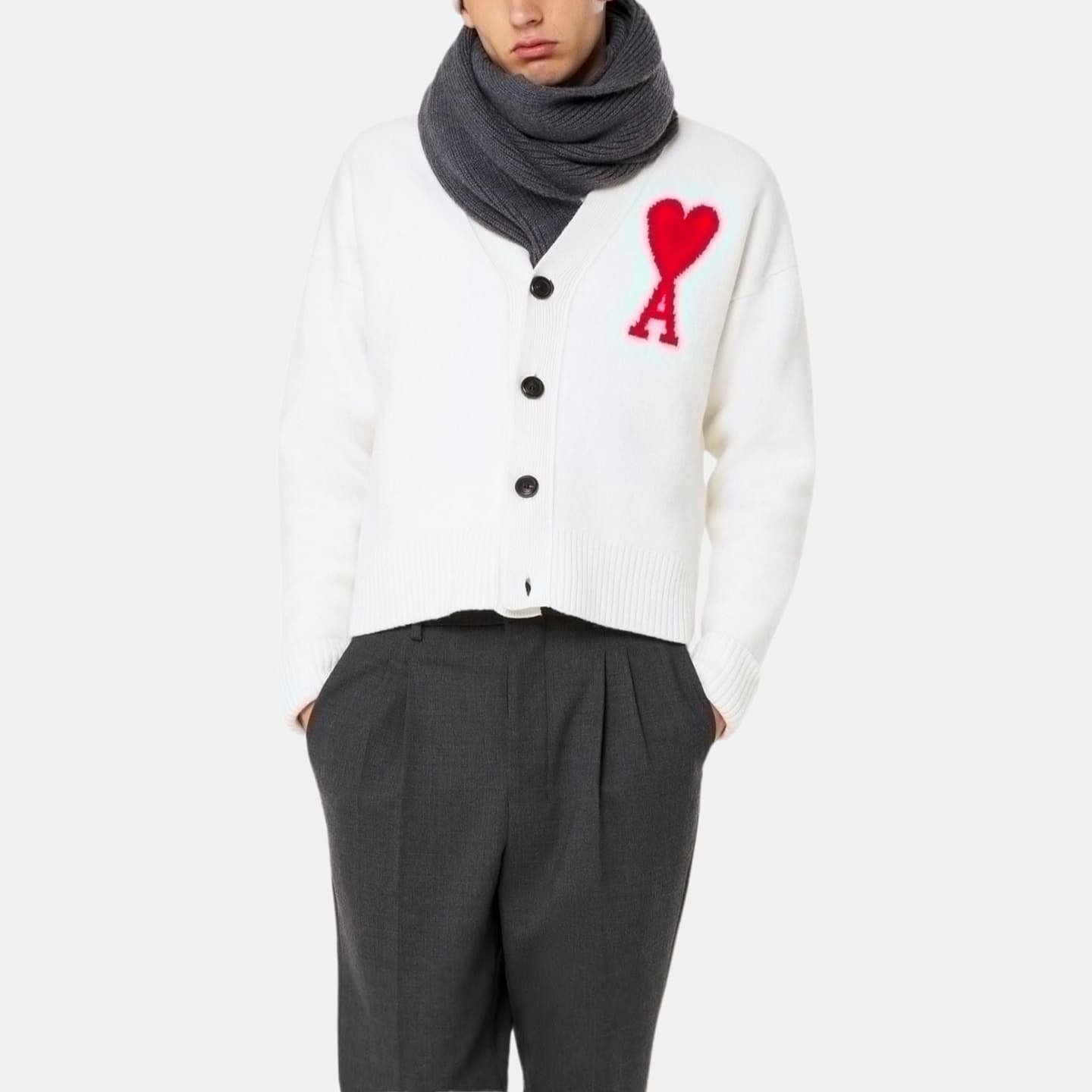AMIPARIS V-Neck Wool Sweater Off-White